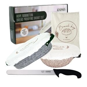 Sourdough Banneton Proofing Basket Set Round Oval Rattan Bread Kit w Knife